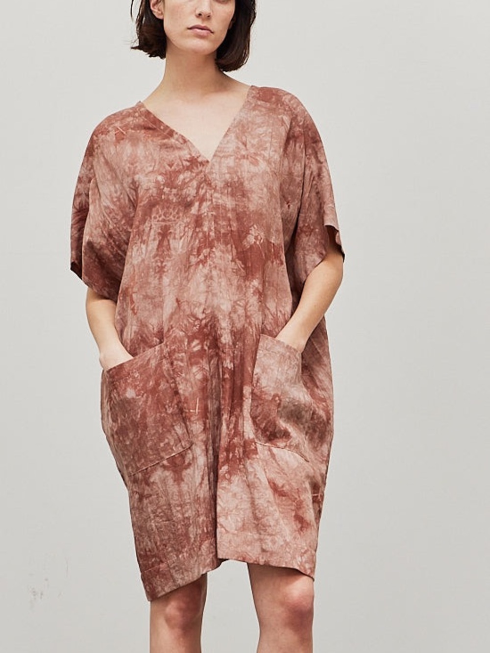 Grade & Gather | Tie-Dye Cotton Sack Dress in Brown